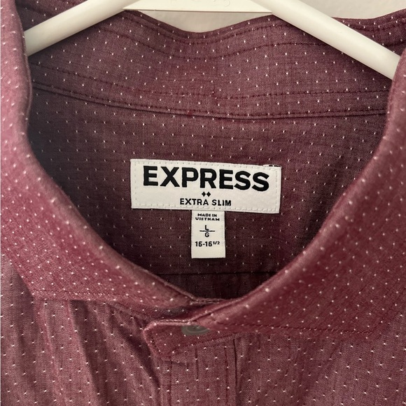 Express Men's Extra Slim Fit Burgundy Dress Shirt - Picture 10 of 13
